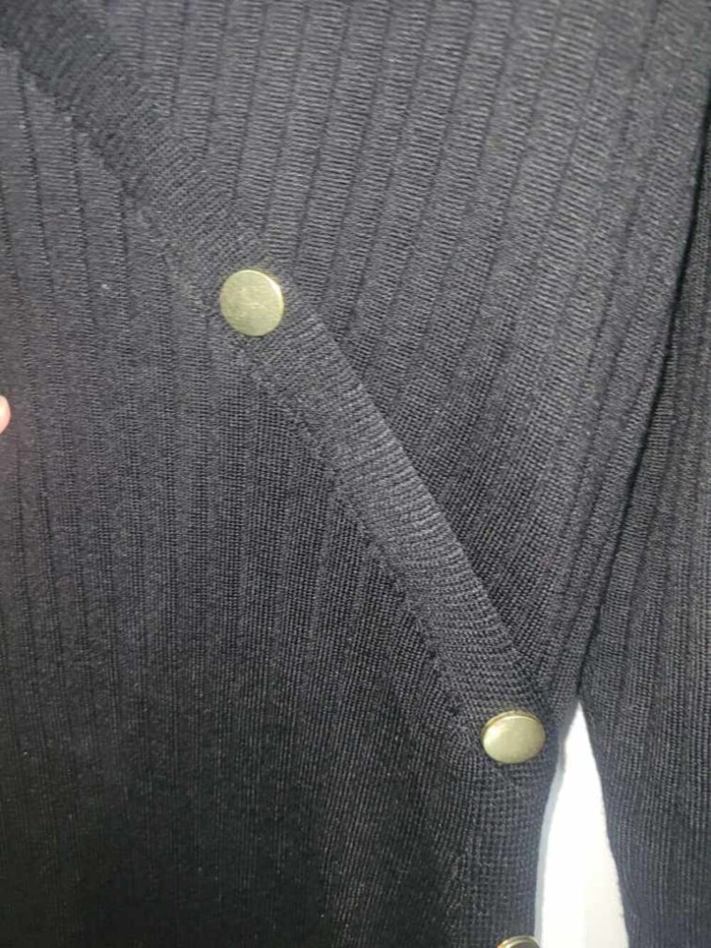 Jolie & Joy Black Ribbed Maxi Dress 2XL Gold Button Wrap Front Long Sleeve - Picture 4 of 7